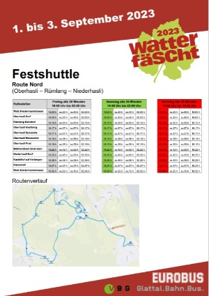 Busfahrplan Route Nord